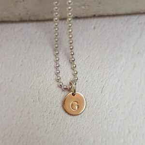 rose gold plated hand stamped initial disc charm