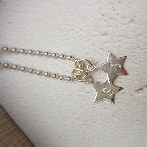 sterling silver hand stamped initial star charms