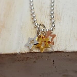 sterling silver rose plate yellow plate mini star trio charm